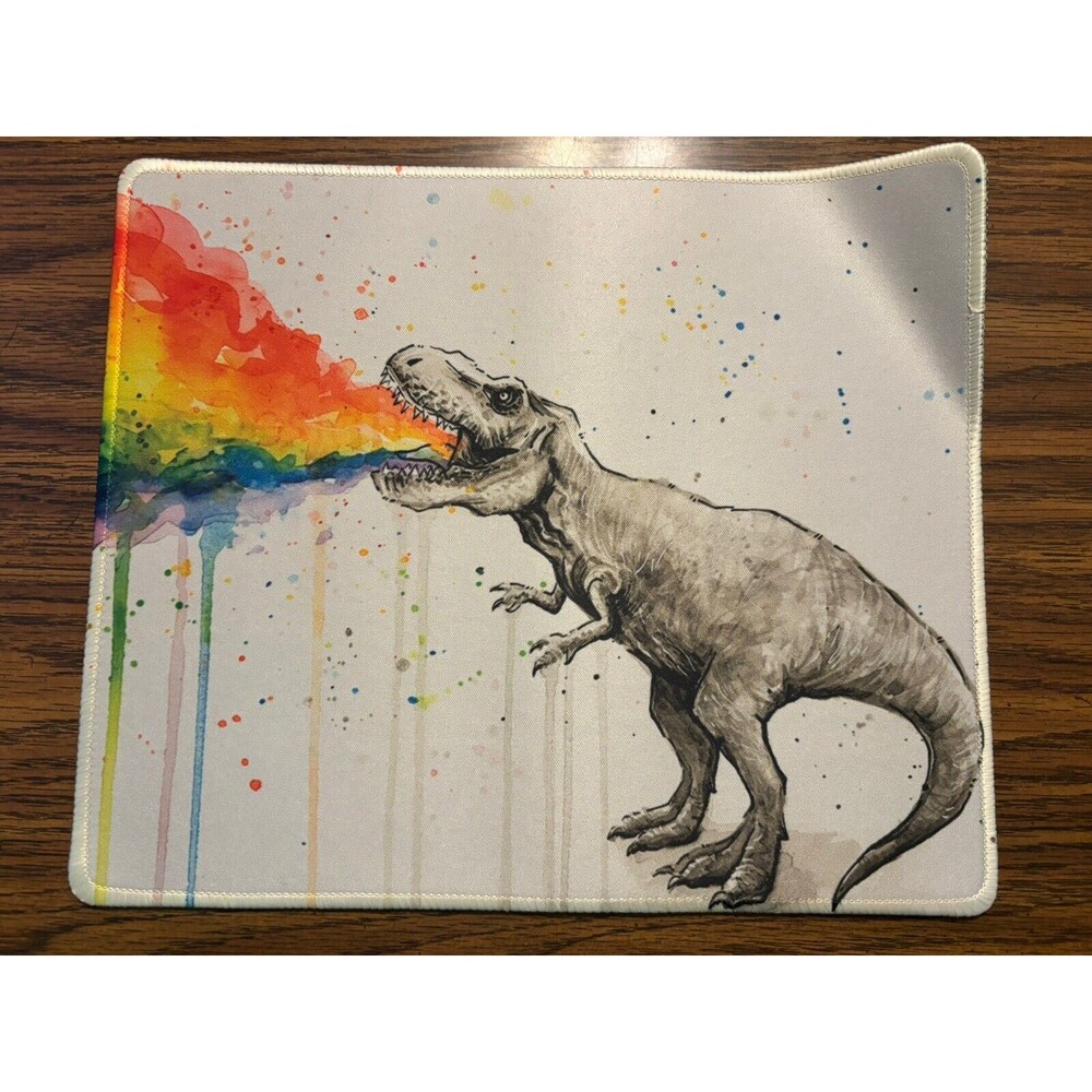 Tyrannosaurus Rex Dinosaur Rainbow Mousepad Non-Slip Rubber